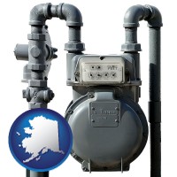 alaska map icon and a residential natural gas meter