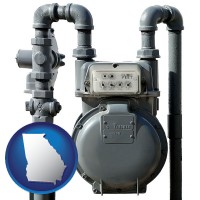 georgia map icon and a residential natural gas meter