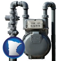 minnesota map icon and a residential natural gas meter