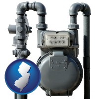 new-jersey map icon and a residential natural gas meter