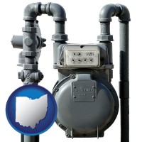 ohio map icon and a residential natural gas meter