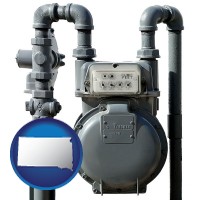 south-dakota map icon and a residential natural gas meter