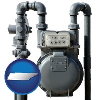 tennessee map icon and a residential natural gas meter