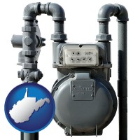 west-virginia map icon and a residential natural gas meter