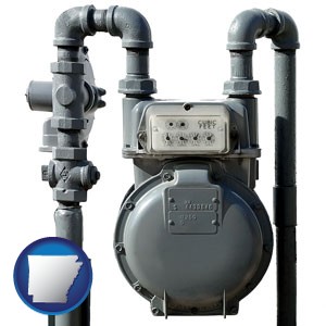a residential natural gas meter - with Arkansas icon