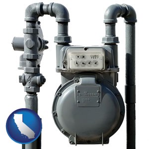 a residential natural gas meter - with California icon
