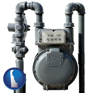 a residential natural gas meter - with Delaware icon