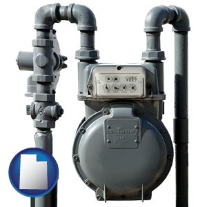 a residential natural gas meter - with Utah icon